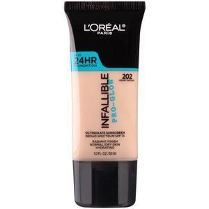 L'OrealParis Pro-Glow Liquid Foundation Makeup, 202 Creamy Natural, 1 fl oz
